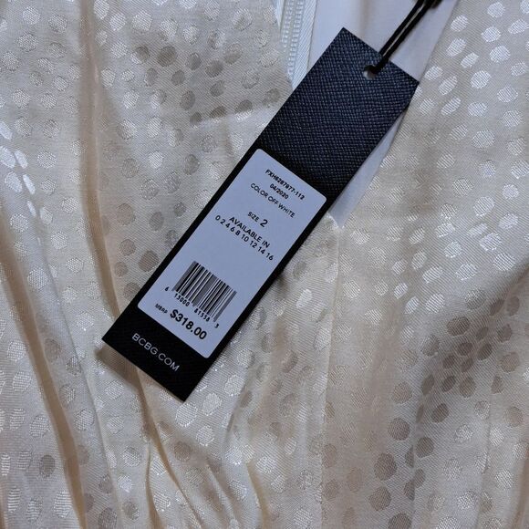 NWT BCBG Passion White Dot Ruffle Bodycon - Picture 6 of 7